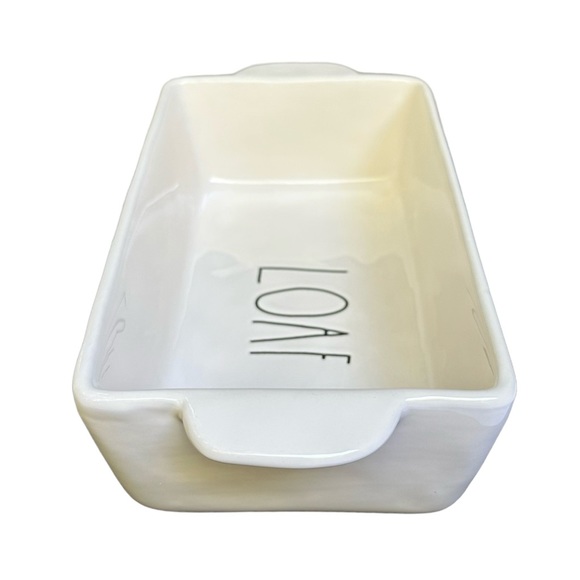 Rae Dunn LOAF Baking Dish Pan White Black Large Letters Dimples NWT 2017 OG - Picture 6 of 16